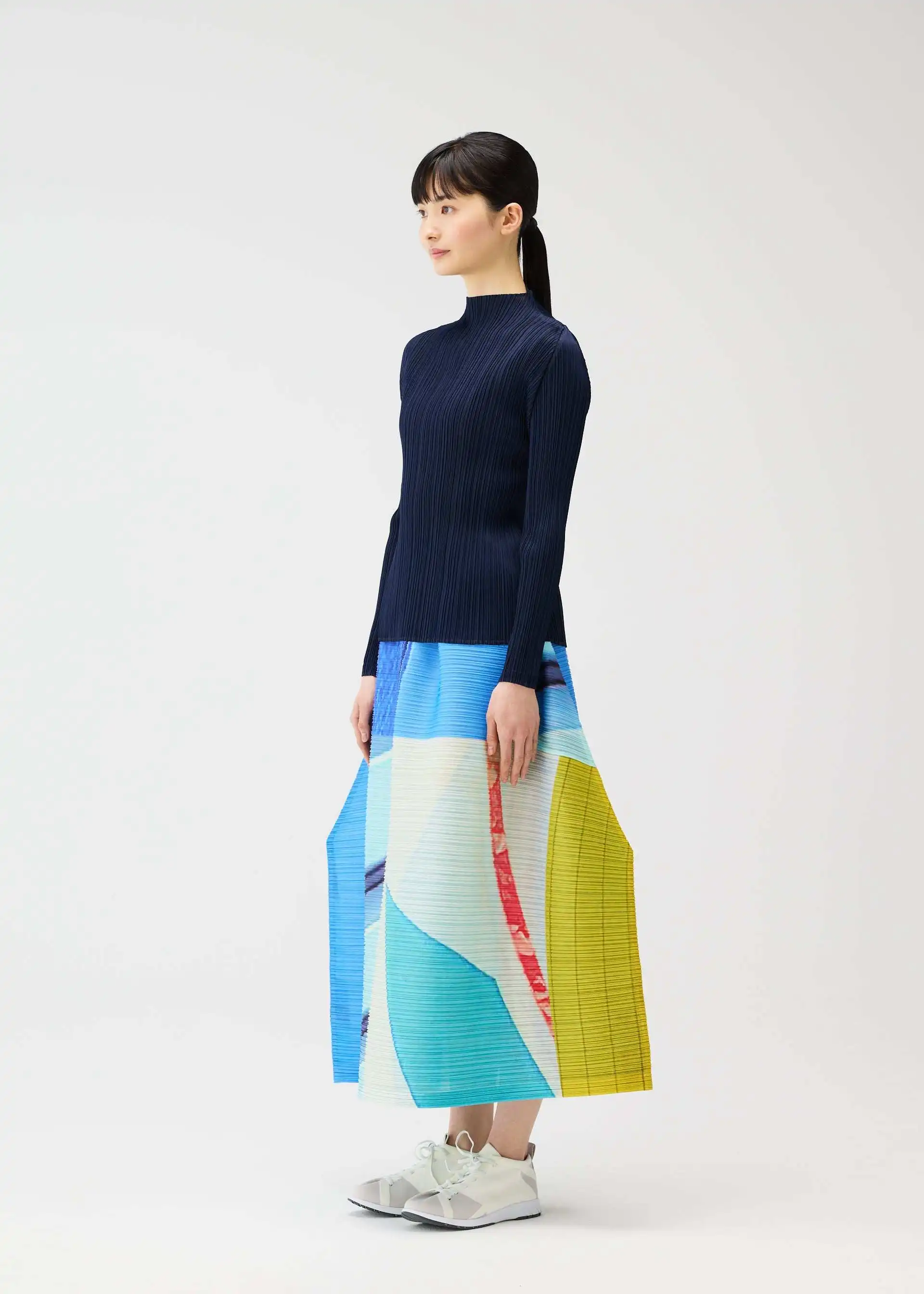 Miyake Pleated Spring And Summer New Product Printed Horizontal Skirt