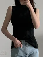 Gilet plissé Miyake élégant et tendance, couleur unie, col semi-montant, sans manches, pour femme, nouvelle collection été 2026, respirant 3
