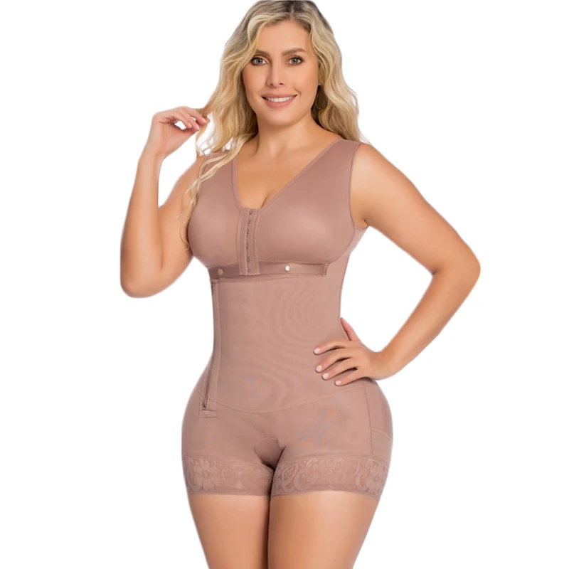 

High Compression Garment Plus Size Postpartum Sleeveless Short Bodysuit Shaper Shoulder Strap Shapewear Ladies Bodysuit