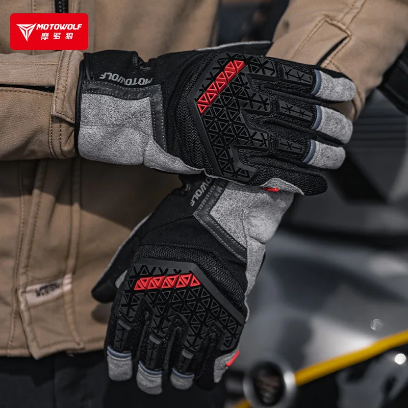 Men's Full Finger Touch Screen Motorcycle Gloves TPR Protector