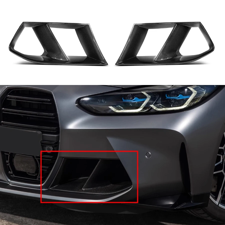 

For BMW M3 M4 G80 G82 G83 2021+ Carbon Fiber/FRP Fog lamp frame grill Front Bumper Air Vent Cover Tuyere Upgrade Body Kit