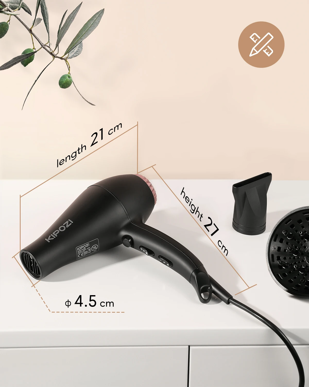 KIPOZI secadores de pelo profesionales de 2200W, secador de pelo iónico  negativo con difusor y concentrador de flujo de aire, tiempo de secado  rápido| | - AliExpress