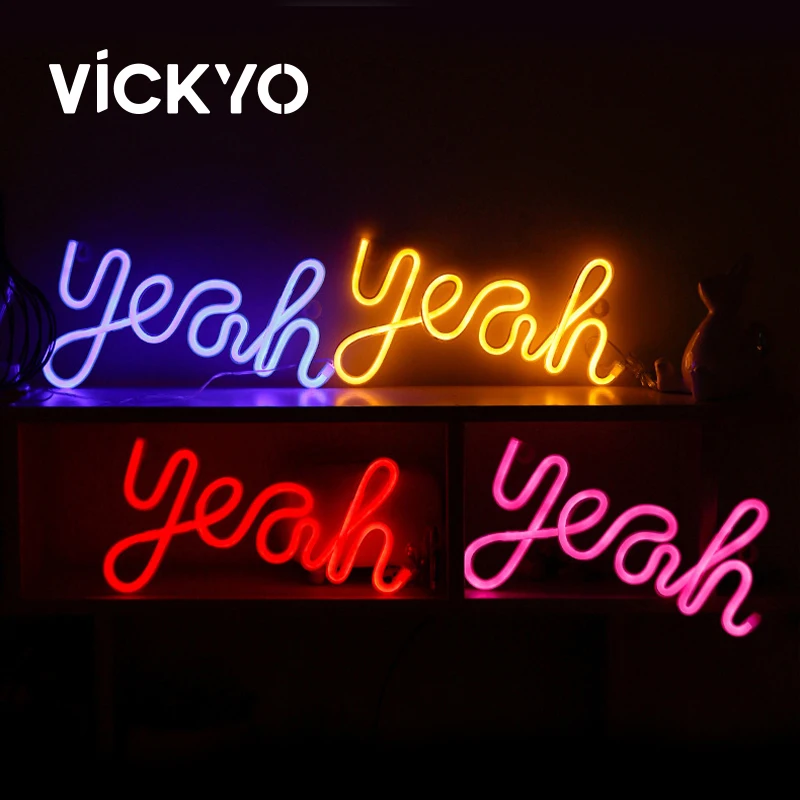 

VICKYO Yeah LED Neon Lights Sign Neon Lamps Acrylic Night Light For Birthday Wedding Party Bar Christmas Holiday Xmas Decoration