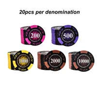 100pcs Clay Poker Chip Set 5 denominations each 20PCS Texas Hold'em Poker Chips Casino Card Games Baccarat Entertainment Coins 1