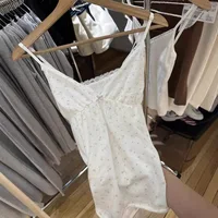 Floral Print Bow V Neck Camis Women Chic Lace Trim Sleeveless Slim Crop Tops Vest Sweet Casual Fashion Raw Hem Tank Top Y2k New - Image 3