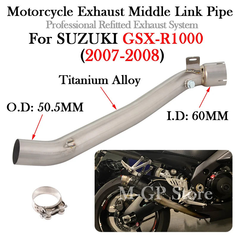 

Motorcycle Exhaust Muffler Escape Moto Titanium Alloy Middle Link Pipe For SUZUKI GSXR1000 GSX-R1000 GSXR 1000 2007 2008 K7 K8