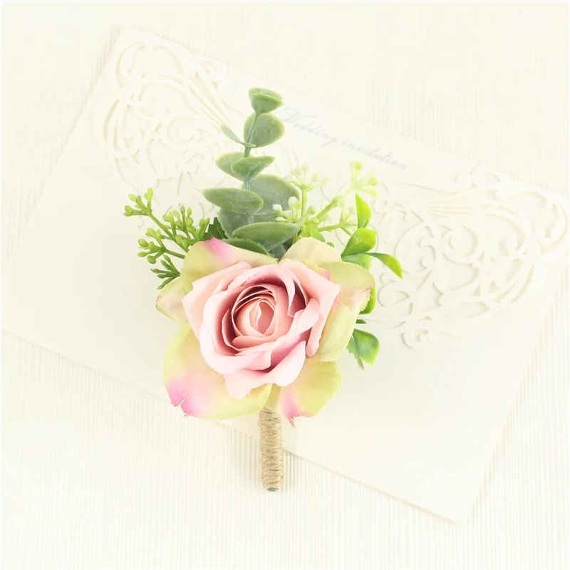 Set Bouquet Da Polso Con Rose E Boutonniere Per Matrimonio - Fascia Regolabile Con Perle, Fiori Finti, Accessori Per Sposi E Damigelle