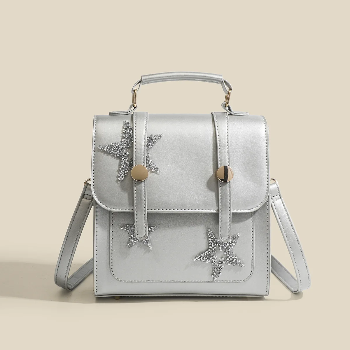 2023 Shining Bright Stars Silver Backpack Fashion Casual Women's Luxury Brand Backpack