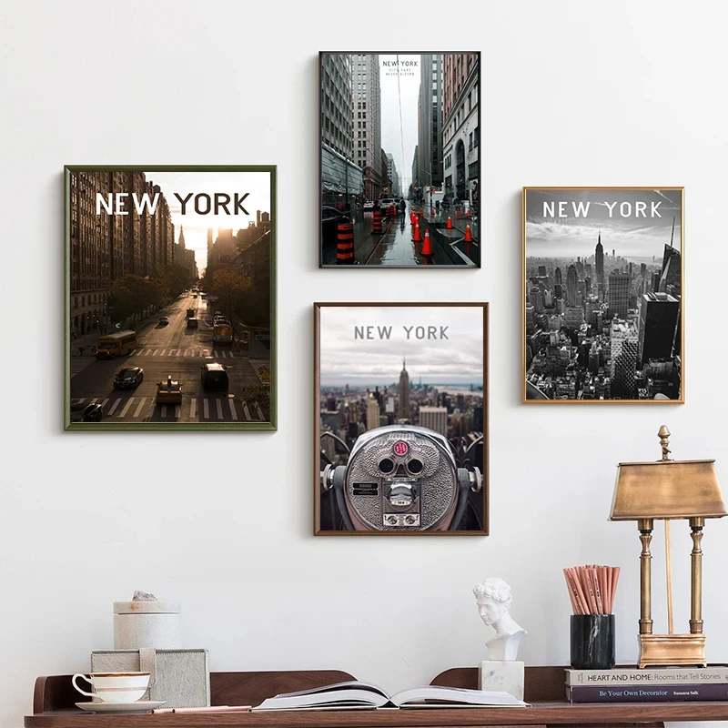 Manhattan Night Skyline Wall Art Canvas Print