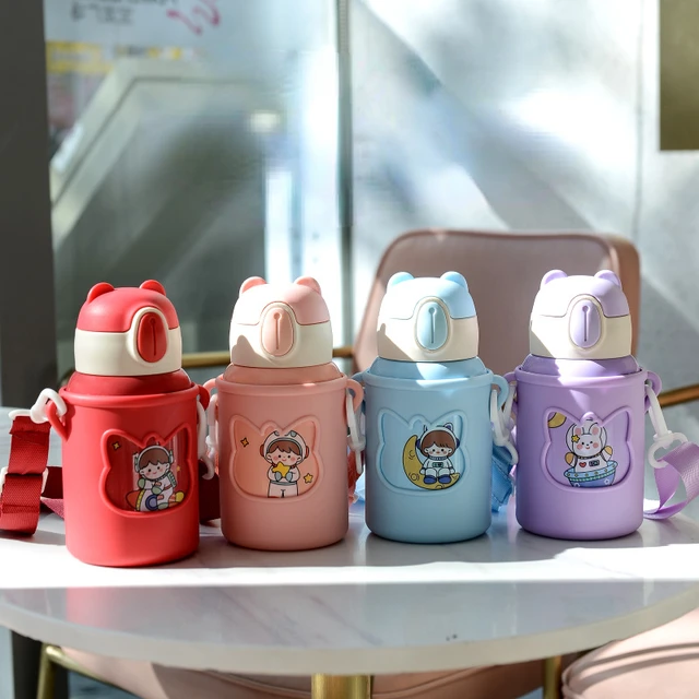 500ml Cute Thermos Cup Stainless Steel Straw Cup Children's Kawaii Water  Bottle Kettle Portable Outdoor Kids Thermos Bottle - AliExpress