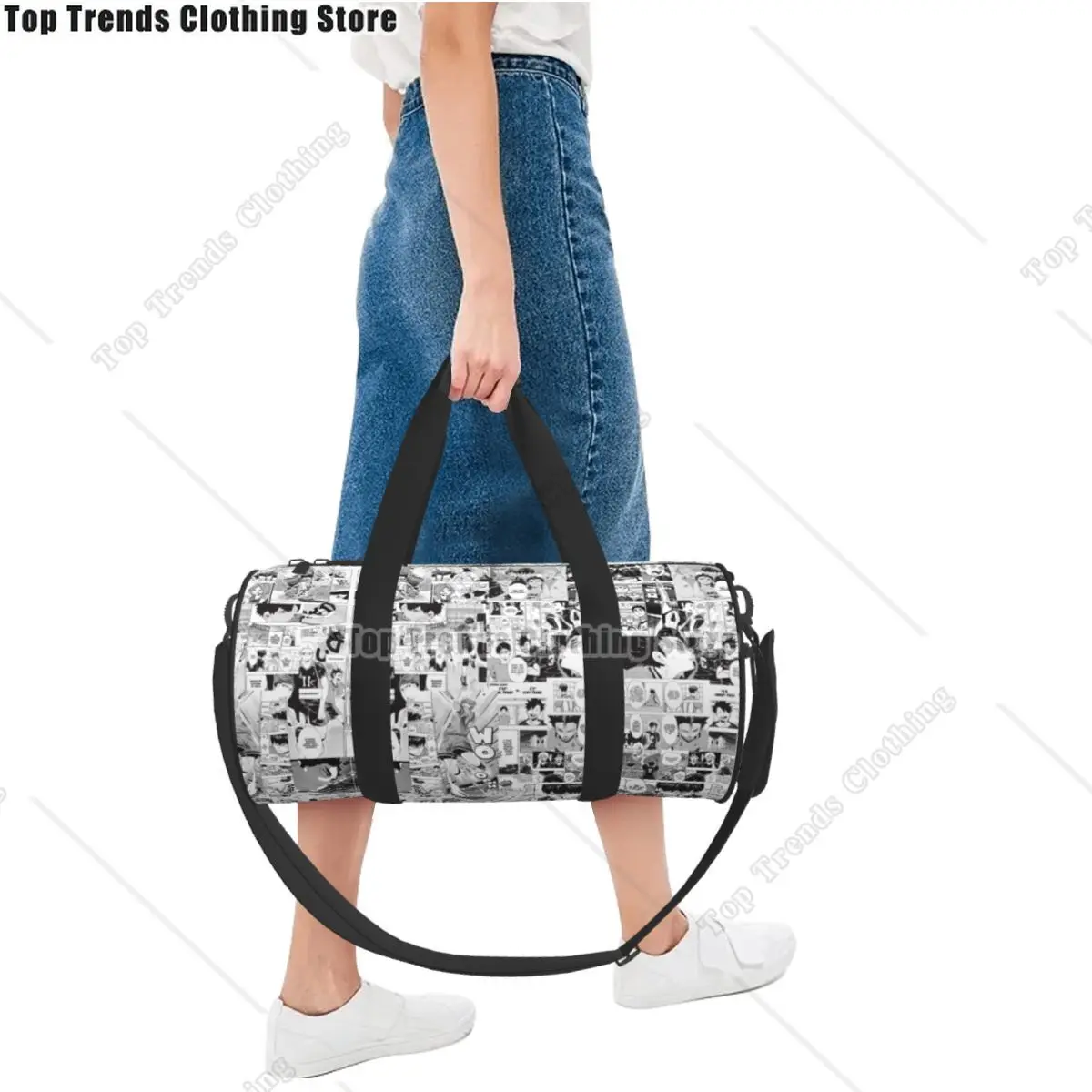 Anime Boy Sports Bags Art Japan Travel Gym Bag with Shoes Vintage Handbags Couple Printed Waterproof Fitness Bag
