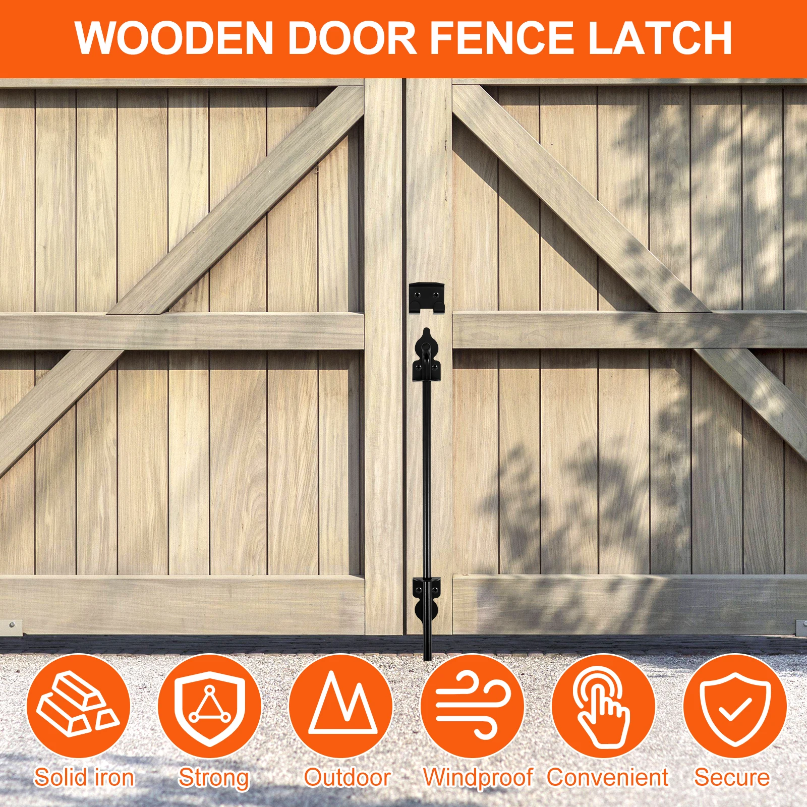 12/18" Cane Bolt Gate Drop Rod for Wood Fence, Heavy Duty Iron Gate Ground Latch Hardware for Wooden Gater and Holding Doors