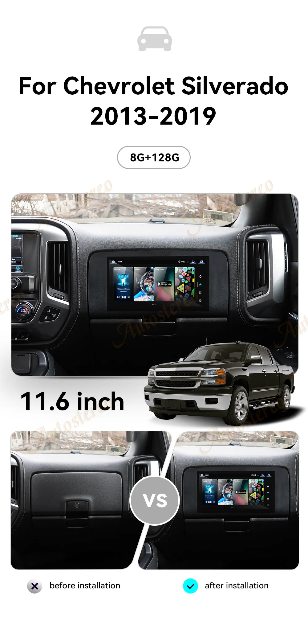Car Passenger Screen Instrument Dashboard For GMC Denali 2014-2019 Digital Clust