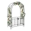134.5x58.5x213cm Double Layer Arc Roof Iron Arch Door - Black Wrought Iron Courtyard Decoration 5