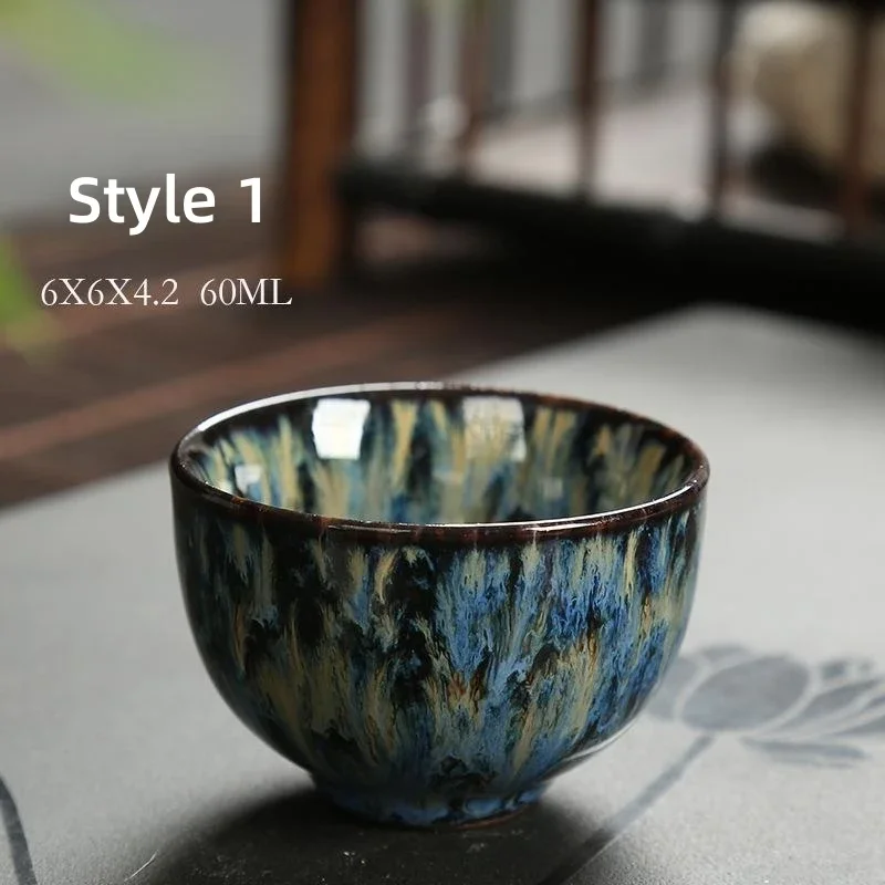 Description Picture 5 of itemCeramic Teacup 60ML Chinese Style Tea Cup Mini Tea Set Kitchen Dining Bar Espresso Coffee Cups Household Office Cup Tableware