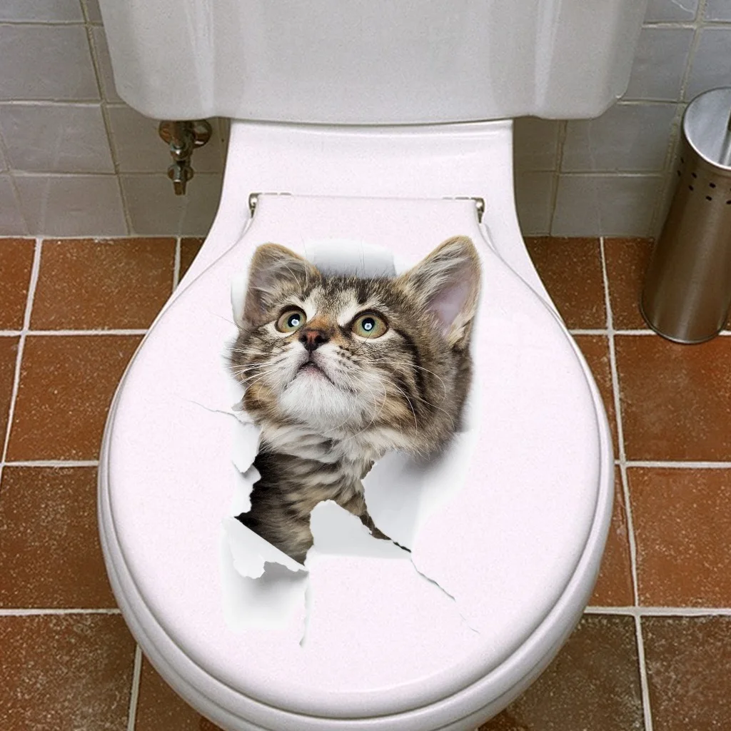 Personalized wall-breaking creative cat stickers bathroom toilet self-adhesive cartoon toilet stickers