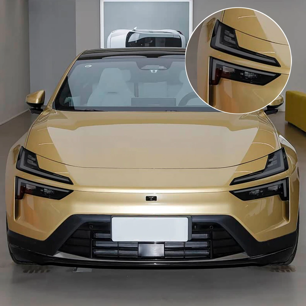 High-Gloss Smoke Black Protective Vinyl Headlight Wrap Kit - Premium Anti-Scratch TPU PPF