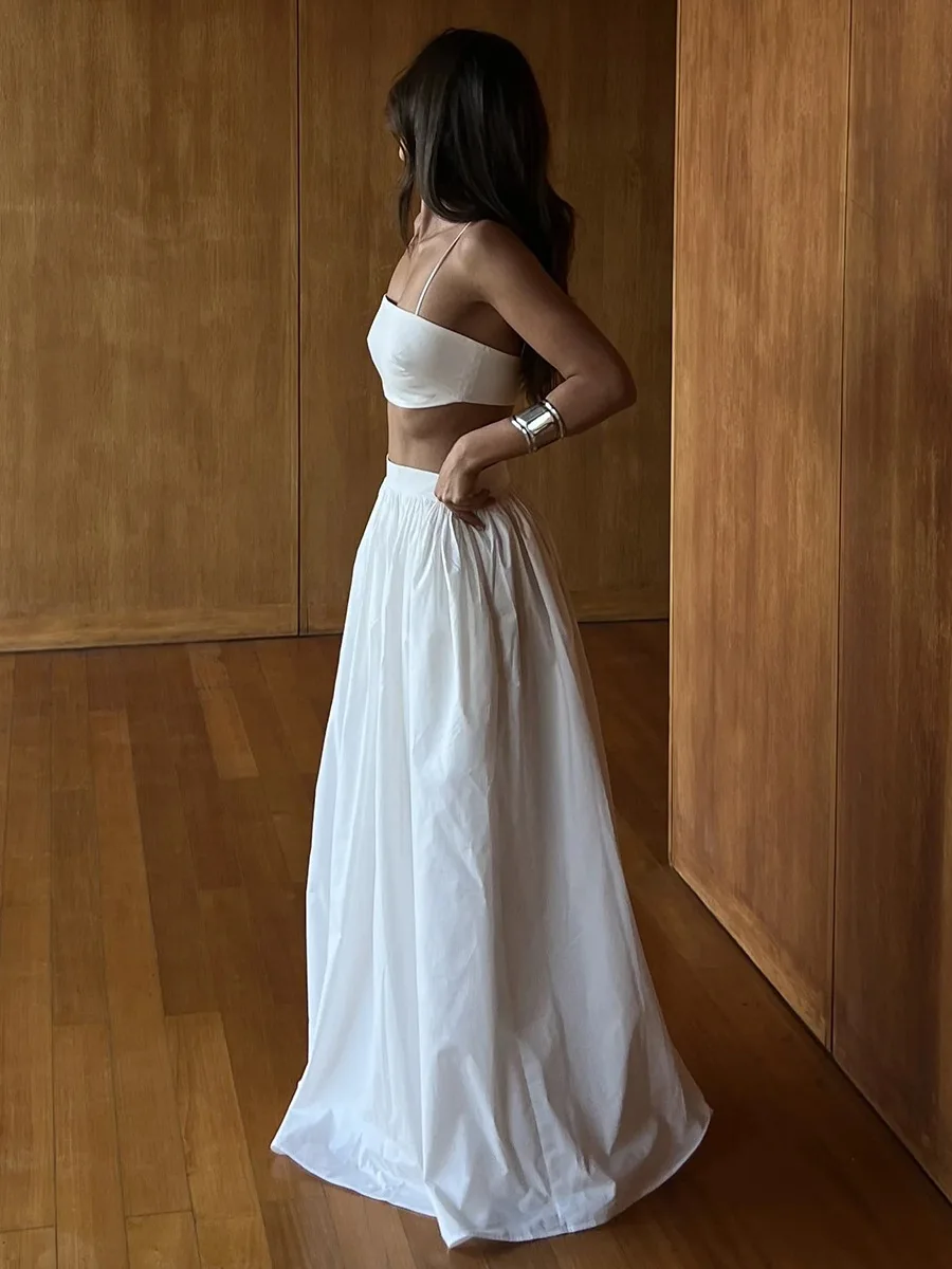 Bornladies 100% Cotton Suspender Underwear Half Long Skirt Set Summer New Beach Style Sexy Stylish Underwear Long Skirt Set