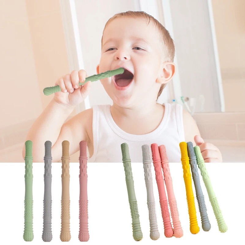 Children Baby Teether Chewing Glue Silicone Hollow Teething Tube Anti-eat Hand Molar Stick Newborn Toys Gift Accessories