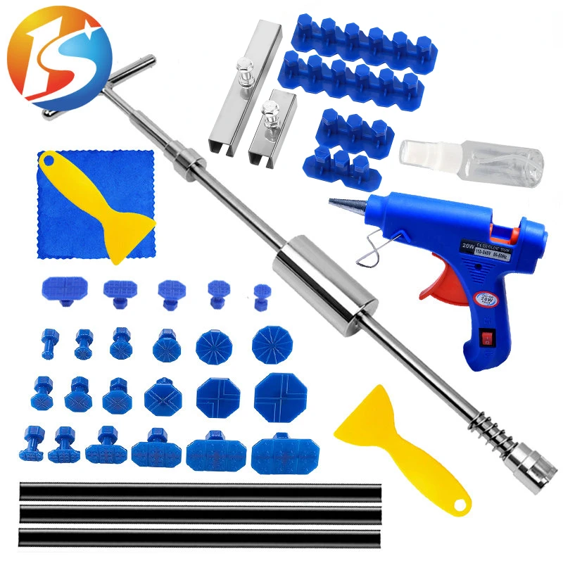 New Car Paintless Dent Repair Tools Puller Removal Kit Slide Hammer Reverse Hammer Tool Body Suction Cup Adhesive Blue Glue Tabs pdr multi glue tabs paintless dent repair 13pcs 1 bag set flexible strong plastic puller centipede car hail damage removal tools
