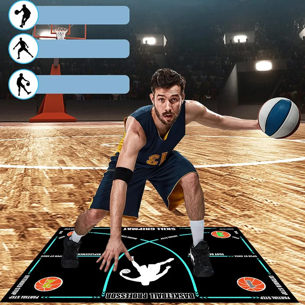 Basketball Dribble Trainer Non-Slip Basketball Footstep Mat Shock Absorbing Silent Dribble Training Mat for Home Kids Training kids basketball hoop set