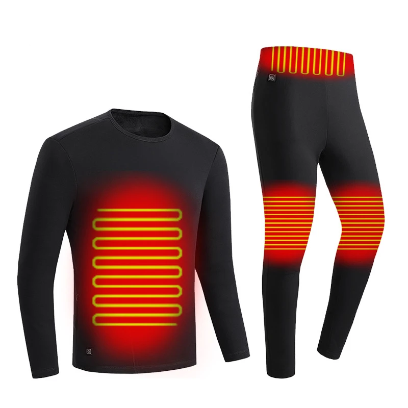 

Electric Heating Fleece Thermal Underwear Bottoms USB Charging Intelligent 3 Regions Heated Tops Trousers for Men Women Couples