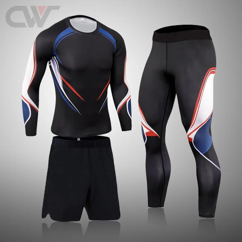

Men Gym Running Suits Clothing Sportswear Gym Fitness Compression Suits Running Set Sport Outdoor Jogging Quick Dry Tight