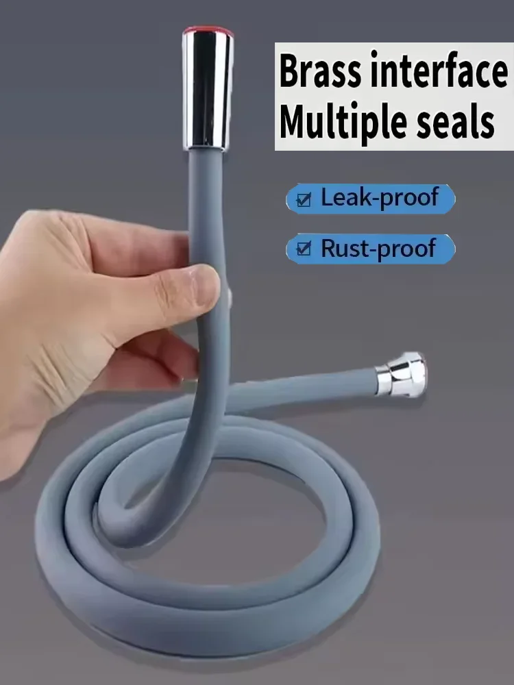 Enhanced Silicone Shower Hose - Flexible, Anti-Winding, High-Pressure Bathroom Accessory