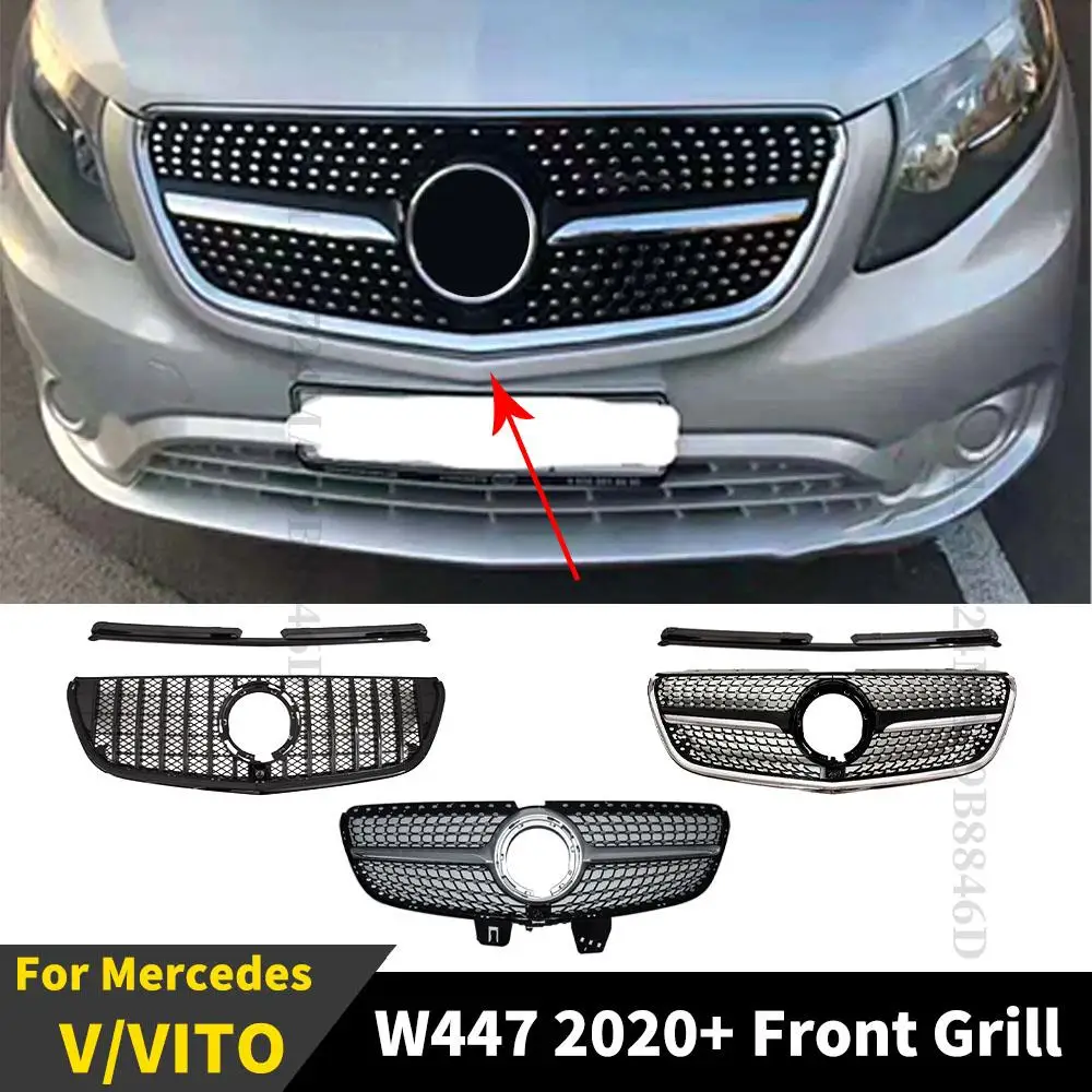 

Perfect Match Front Bumper Grille Hood Grill Modified GT Diamond Tuning Trim For Mercedes W447 Benz Vito V V260 V250 2020-2022