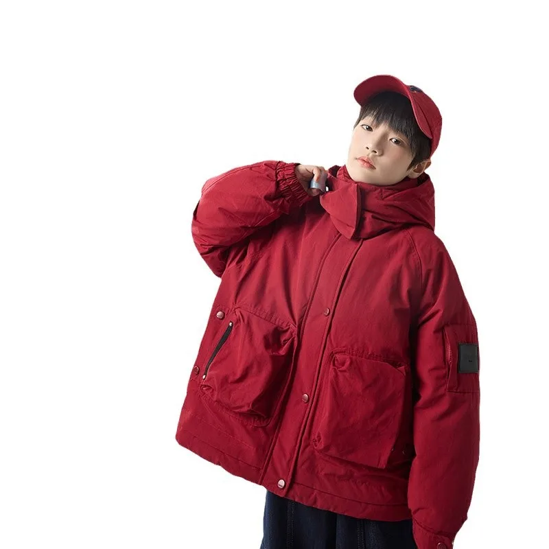 Panda Round Winter Clothes High Velvet Black Gold Boy's down Jacket New National Standard 90 White Duck Down Children Overalls