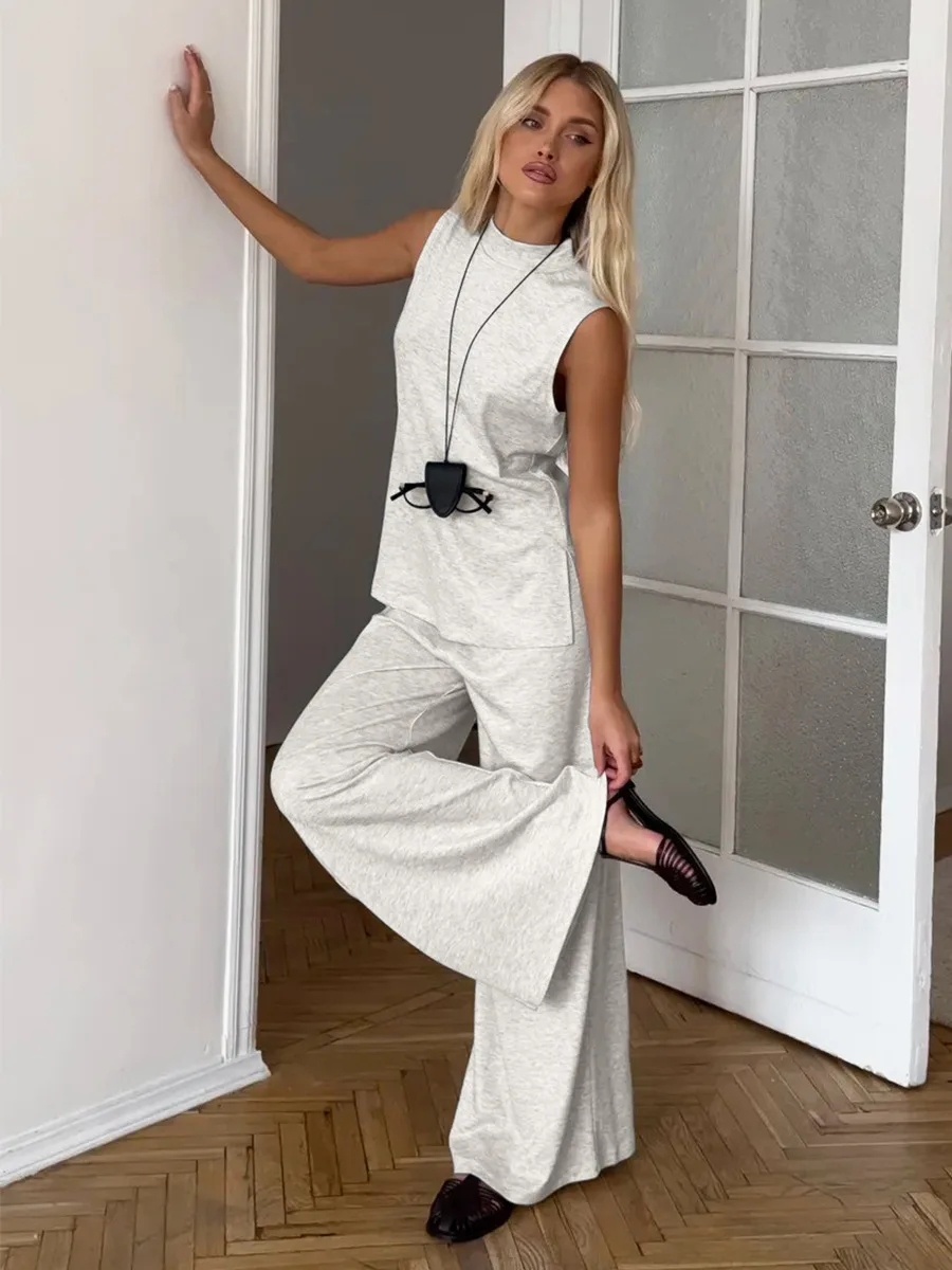 Bornladies Spring Summer New Women's Tank Top Pants Set Ladies Loungewear Sleeveless Tank Wide-Leg Pants Casual Two-Piece Outfit