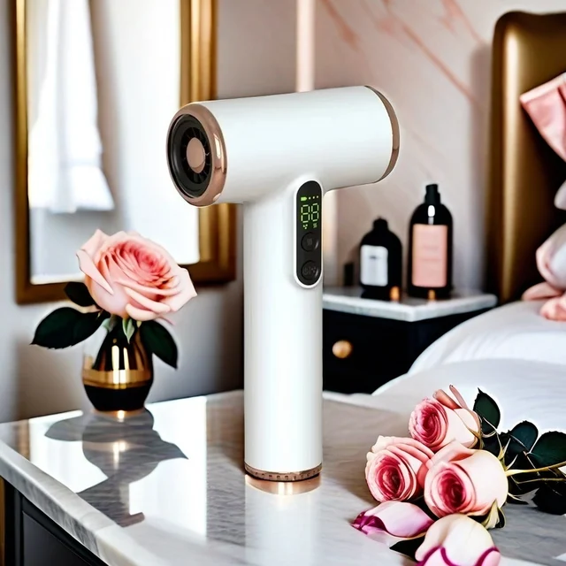 Wireless Hair Dryer USB Portable Travel Rechargeable Strong Wind Low Noise 3 Gears Hair Dryer with Lcd 30000RPM Negative Ions