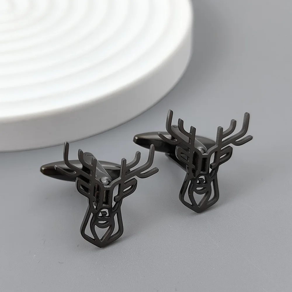 Elegant Deer Head Brooch: Luxury Stainless Steel Animal Lapel Pin
