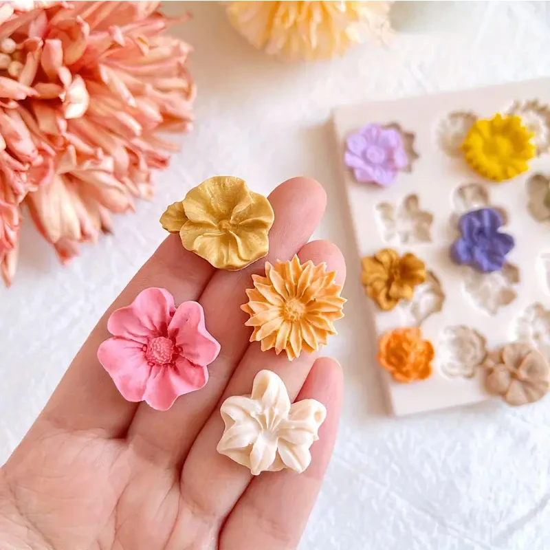 Small Daisy Sun Flower Silicone Mold DIY Fondant Chocolate Cake Decor Mould Craft Polymer Clay Earring Pendants Making Molds