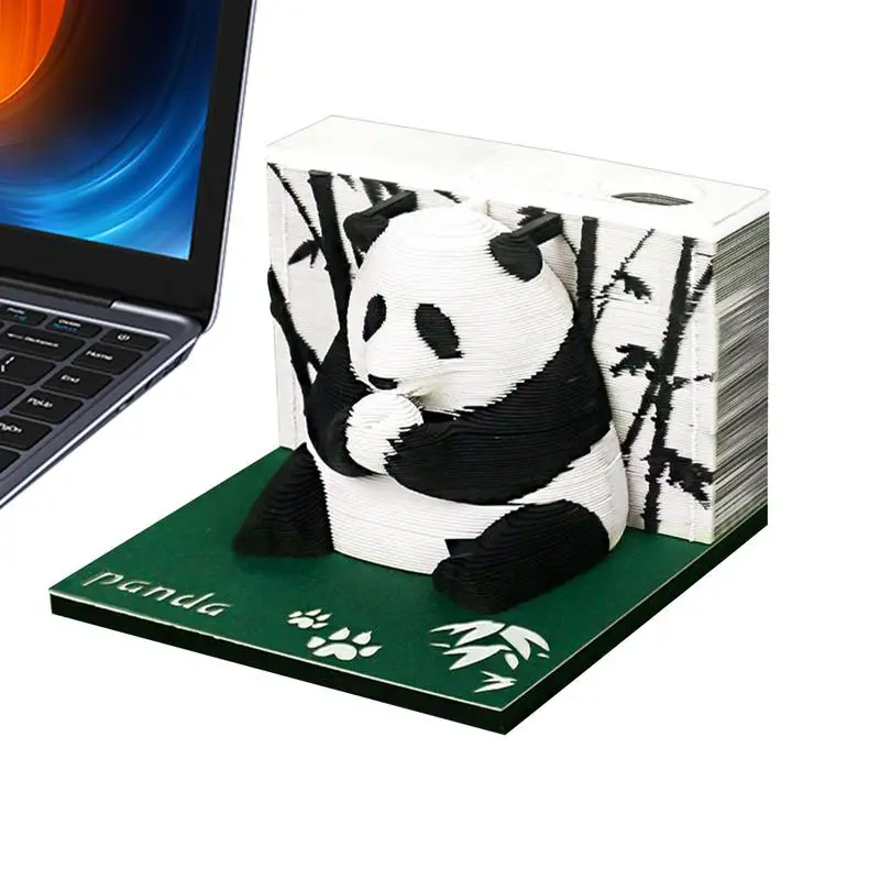 

Panda Memo Pad 3D Panda Sticky Notes Notepad DIY Christmas Paper Carving Art Desktop Decoration Gift Decorative Tear-Away Art