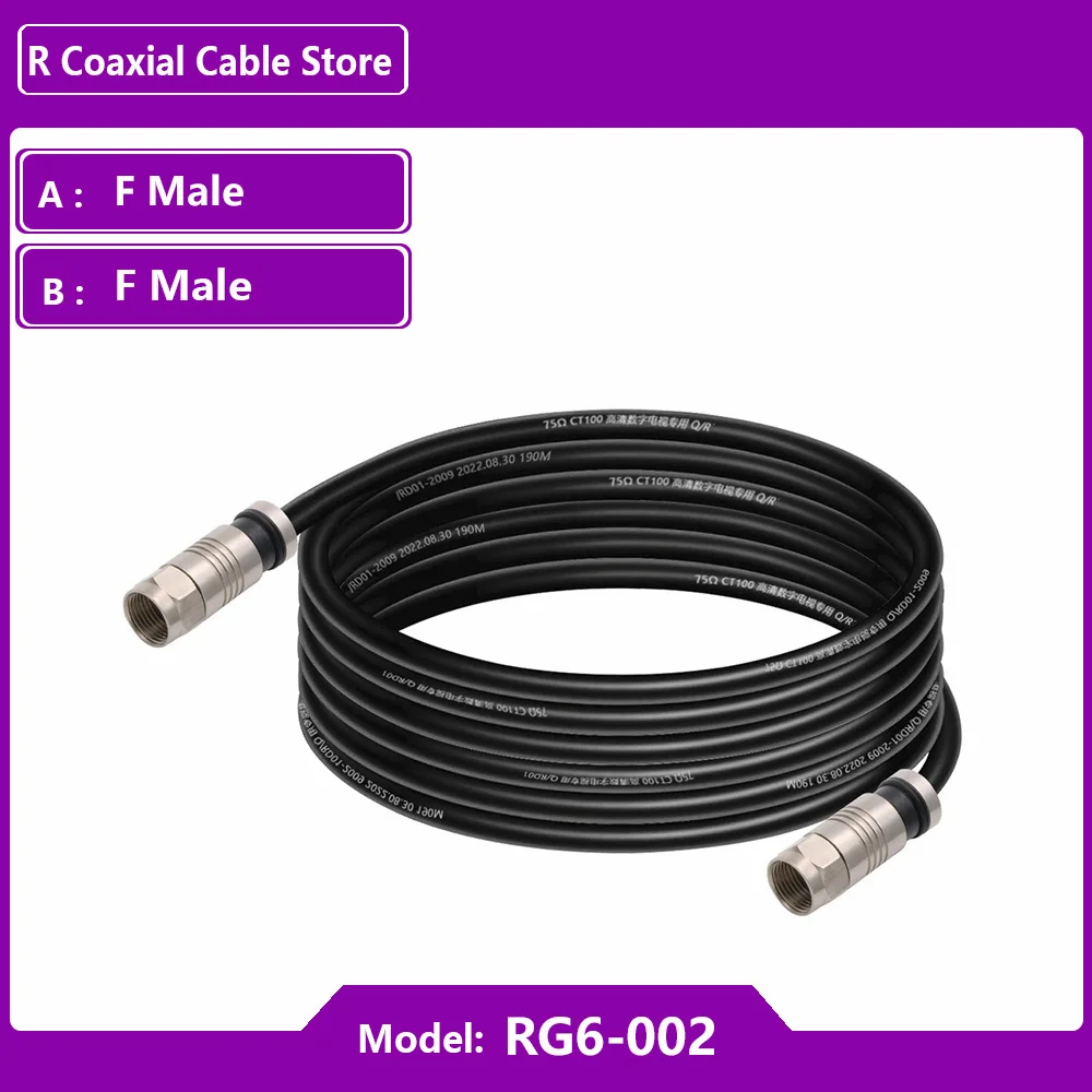 F Male Connector DH RG6 Coaxial Cable Solid copper Double Shielded Audio Video TV digital cable Antenna Internet And Satellite