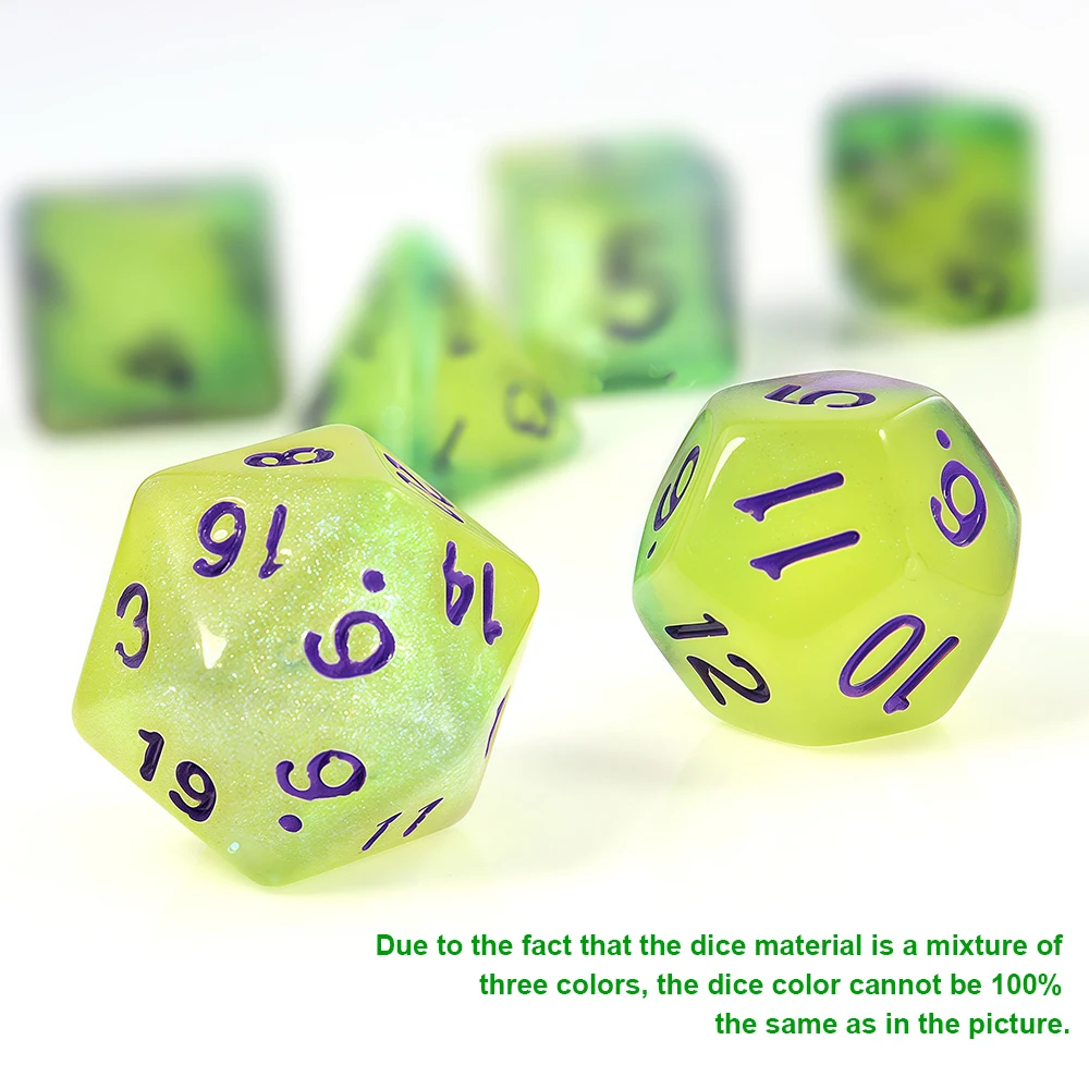 7pcs Purple Green Yellow Plus Glow-in-the-dark Dice Set Game Accessories Board Game Supplies acrylic dice game dice dice set