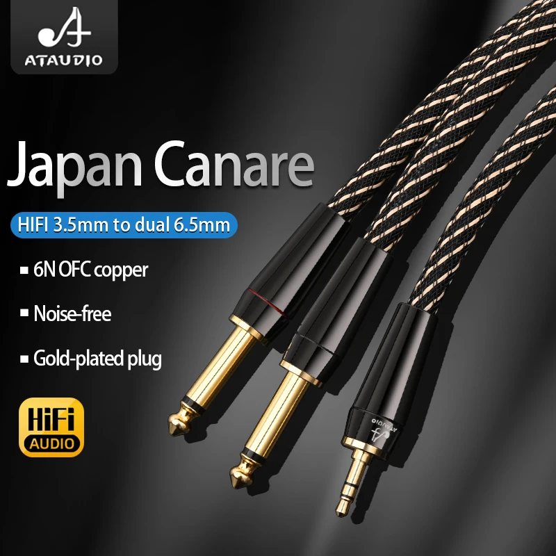 Cabo de Áudio para Amplificador Mixer Hifi 3.5 mm para Dual 6.5 mm Trs 4n Ofc Aux Macho Jack Mono 6.5 Stereo 3.5 Jack Splitter - Image 3
