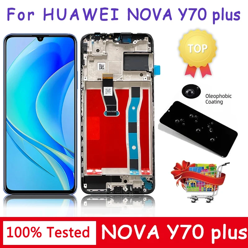 Фото Новый тест 6,75 дюйма для Huawei Nova Y70, ЖК-дисплей с сенсорным экраном в сборе с рамкой для Huawei Nova Y70 Plus, зеркальный ЖК-дисплей №1