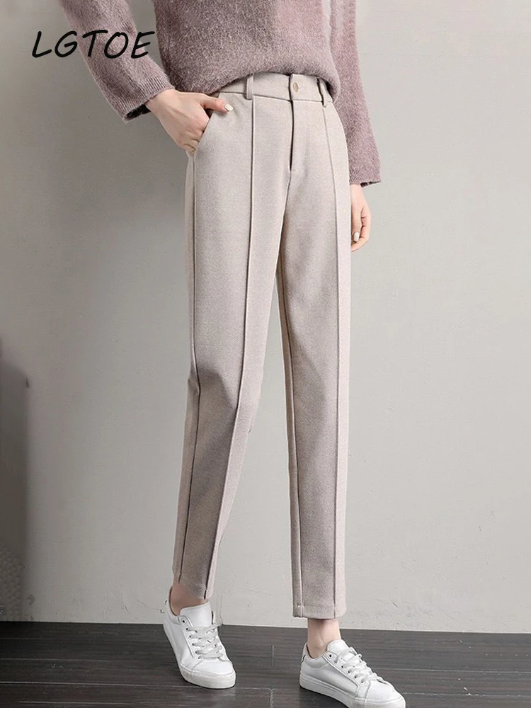 2022 Autumn High Waist Women's Pants Pencil With Belt Ankle-length Trousers  Female New Fashion Classic Office Harem Pants Lady - Pants & Capris -  AliExpress