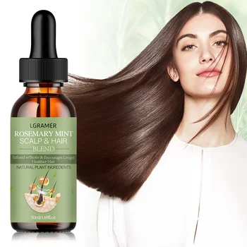 Olio essenziale per la crescita dei capelli Olio rinforzante per capelli alla menta al rosmarino Trattamento nutriente per estremità divise Olio per la cura dei capelli organici secchi