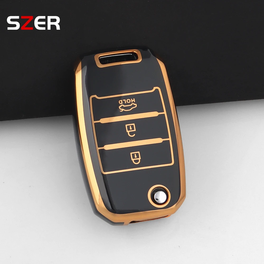 Enhanced TPU Car Flip Key Case Cover - 3/4 Button Protection