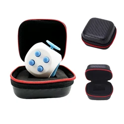 Stress Relief Fidget Cube: Sensory Toy (White blue with case)
