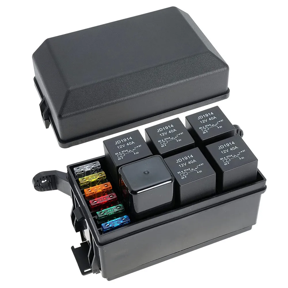 Universal Fuse Box Relé e Cablagem para Carro Acessórios Automotivos Slots Pin Atc Ato 12 v 24v 40a