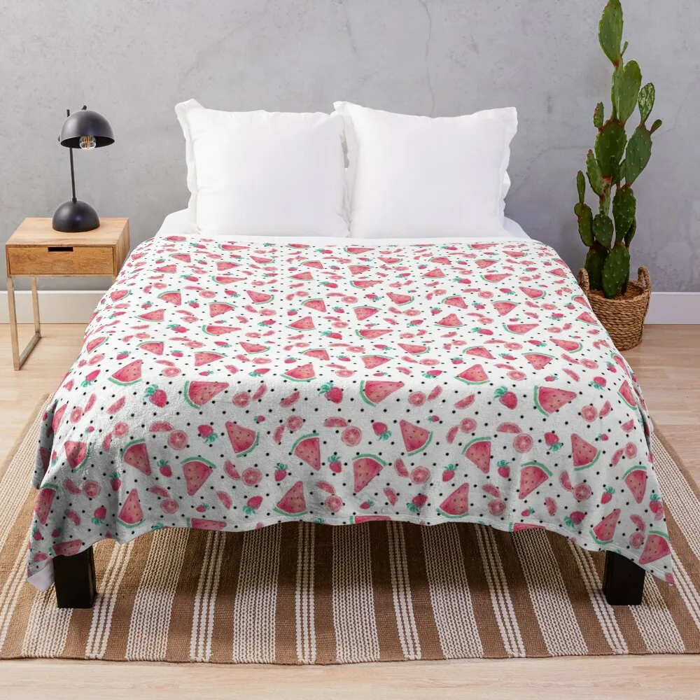 

Life is sweet watercolor red summer Throw Blanket Flannel for babies For Sofa Thin blankets ands Blankets