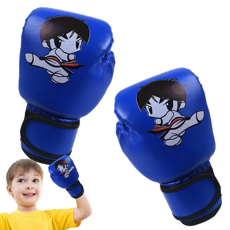 Kids Punching Gloves Cartoon PU Leather Heavy Bag Gloves Sparring Gear For Kids Home Gym Training Device For Muay Thai Sparring