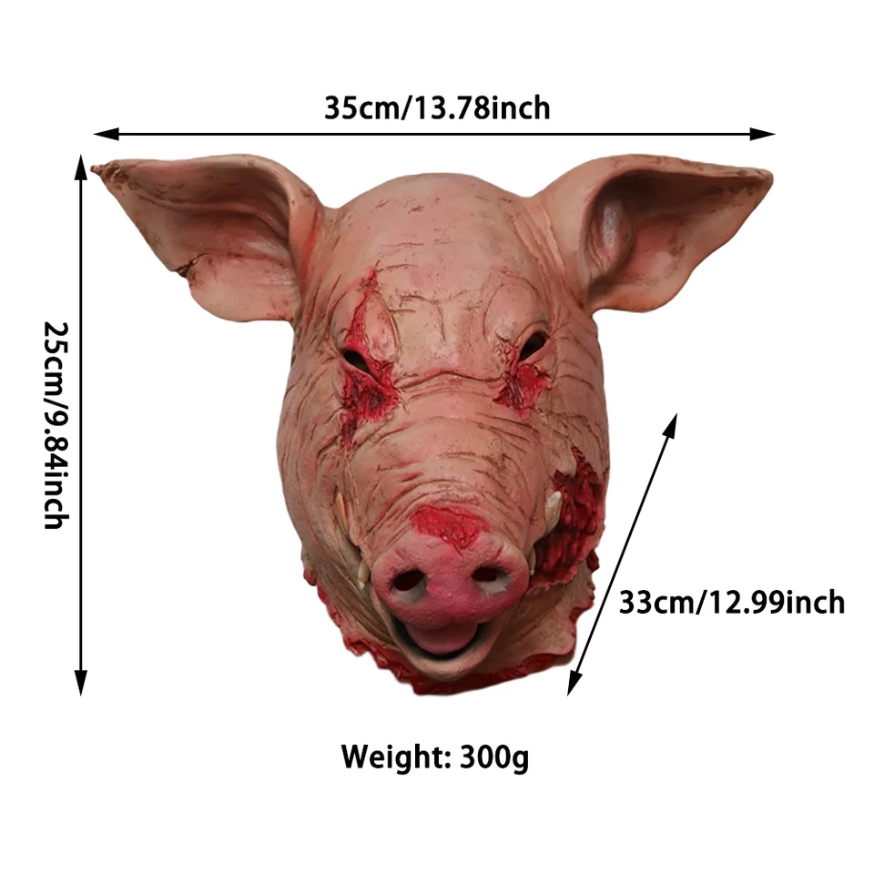 Halloween Scary Saw Pig Head Mask, Cosplay Party, Horrível
