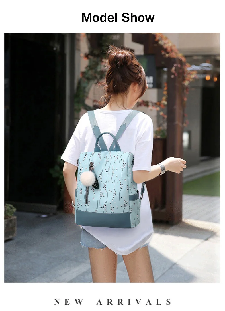 Fashion Flower Print Women Backpack Female Anti-theft Backpacks Casual Ladies School Bag High Quality Large Capacity Backpack