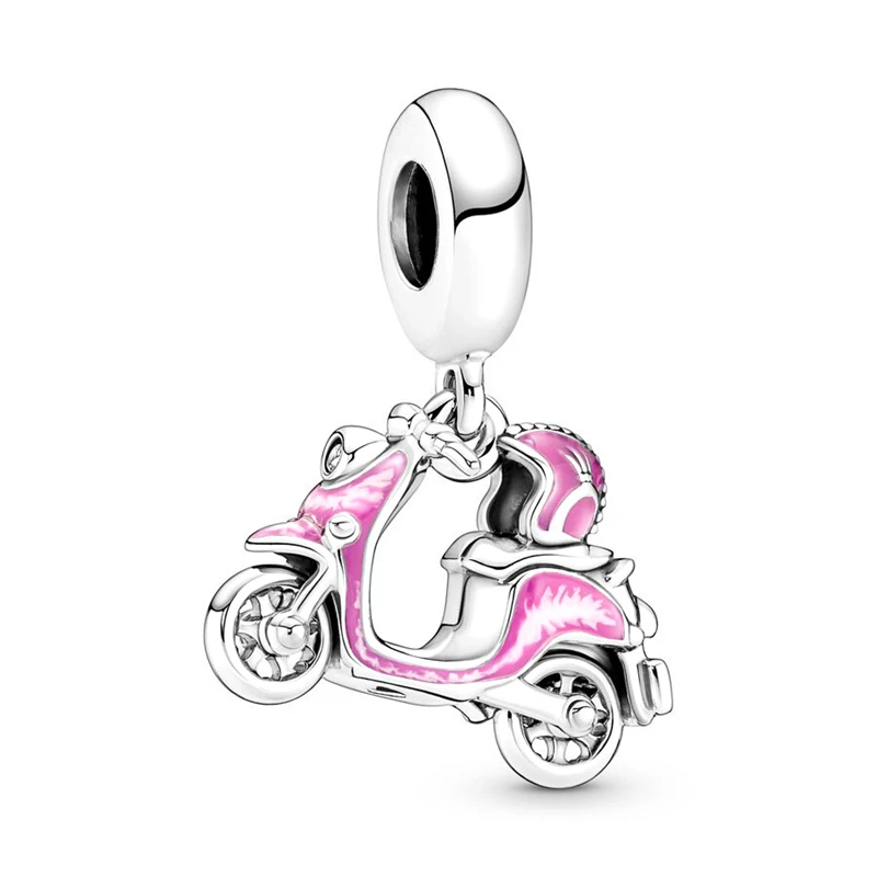 Pink Series Mom Hearts Flower Crown Cupcake Charm Bead Fit Original European 925 Silver Bracelet DIY Jewelry Key Chain Accessory 4
