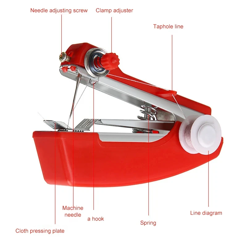 Mini Machine à Coudre Manuelle Portable Sans Fil, Utile pour le Bricolage, les Vêtements Ménagers, le Cuir, les Outils et Accessoires